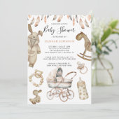 Boho Gender Neutral Baby Toys Babydusche Einladung (Stehend Vorderseite)