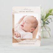 Boho Gender Neutral Beige Watercolor Ankündigung (Stehend Vorderseite)