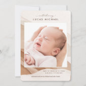 Boho Gender Neutral Beige Watercolor Ankündigung (Vorderseite)