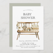 Boho Gender Neutral Sage Green Rainbow Baby Shower Einladung (Vorne/Hinten)