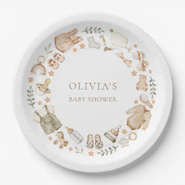 Boho Gender Neutral Vintag Baby Clothes Dusche Pappteller