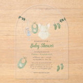 Boho Gender Neutral Vintag Baby Rustikale Dusche Acryleinladungen (Vorderseite)