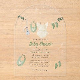 Boho Gender Neutral Vintag Baby Rustikale Dusche Acryleinladungen