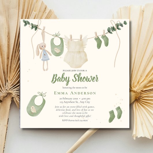 Boho Gender Neutral Vintag Baby Rustikale Dusche Einladung
