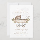 Boho Gender Neutral Vintag Baby Shower Einladung (Vorderseite)
