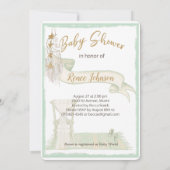Boho Gender Neutral Watercolor Babydusche Einladung (Rückseite)