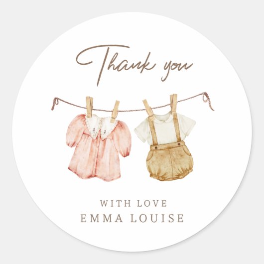 Boho Gender offenbart Vintage Baby-Duschkleidung Runder Aufkleber (Vorderseite)