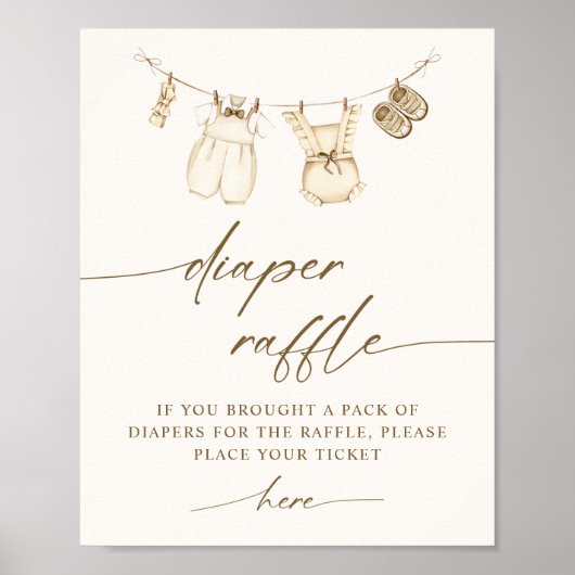 Boho Gender Reveal Diaper Raffle Sign Poster (Vorne)