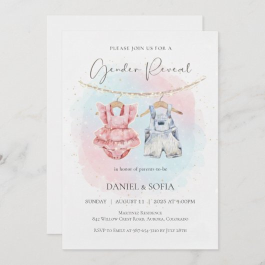 Boho Gender Reveal Invitation Neutral Baby Einladung (Vorne/Hinten)