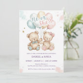 Boho Gender Reveal Invitation Neutral Baby Einladung (Stehend Vorderseite)