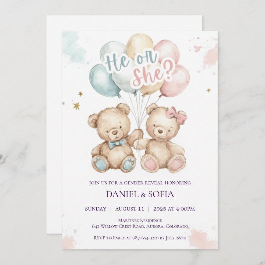 Boho Gender Reveal Invitation Neutral Baby Einladung (Vorne/Hinten)