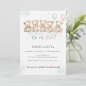 Boho Gender Reveal Invitation Neutral Baby Einladung (Stehend Vorderseite)