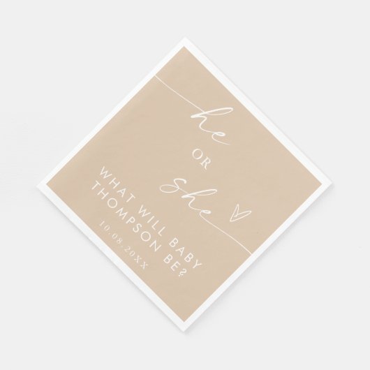 Boho Gender Reveal Paper Napkin | Gender Neutral Serviette (Ecke)