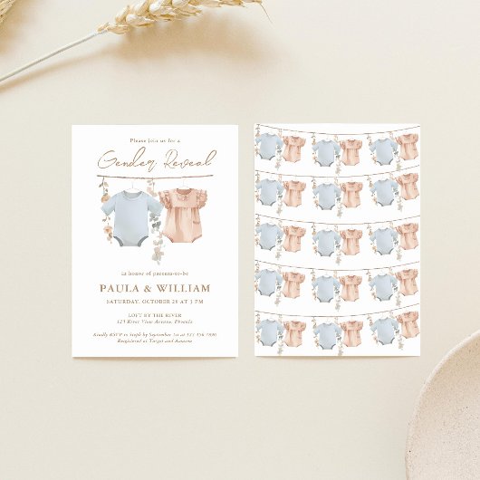Boho Gender Reveal Party Invite Einladung