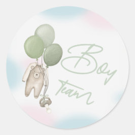 Boho Gender Reveal Stickers Team Boy