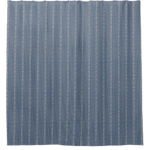 Boho geo einfache Linien beige Denim blau rustikal Duschvorhang