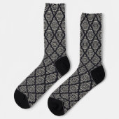 Boho Geometric Abstrakt Line Black and Cream Socken (Linkes Detail)