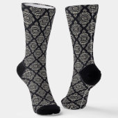 Boho Geometric Abstrakt Line Black and Cream Socken (Gewinkelt)