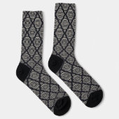 Boho Geometric Abstrakt Line Black and Cream Socken (Rechts)