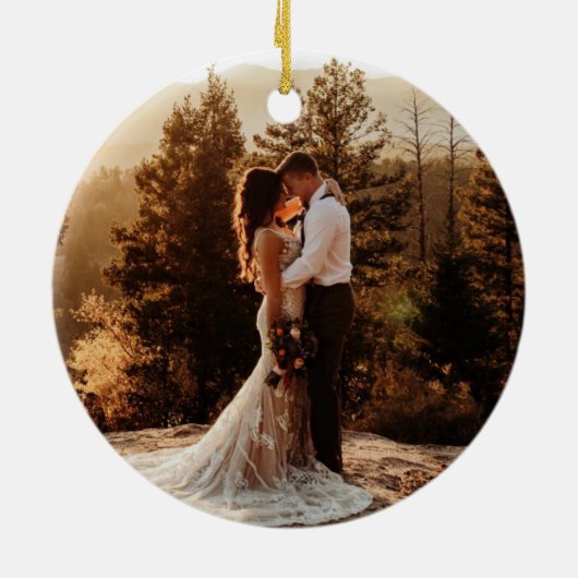 Boho Geometric als Mr. und Mrs. Foto Keramik Ornament (Hinten)