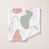 Boho Geometric Bio Formen Muster auf Weiß Badhandtuch Set (Waschlappen)