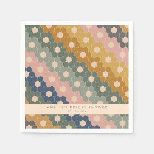 Boho Geometric Blue Green Custom Brautparty Serviette (Vorderseite)