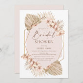 Boho Geometric Blush Bloral Palm Brautparty Einladung (Vorne/Hinten)