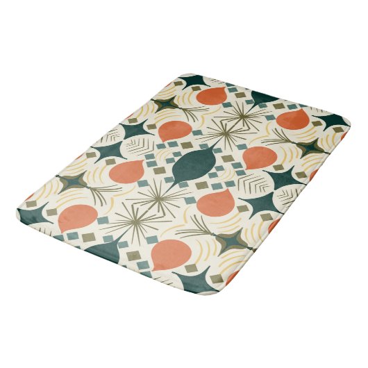 Boho Geometric Colorful Diamond Pattern Badematte (Schrägansicht)