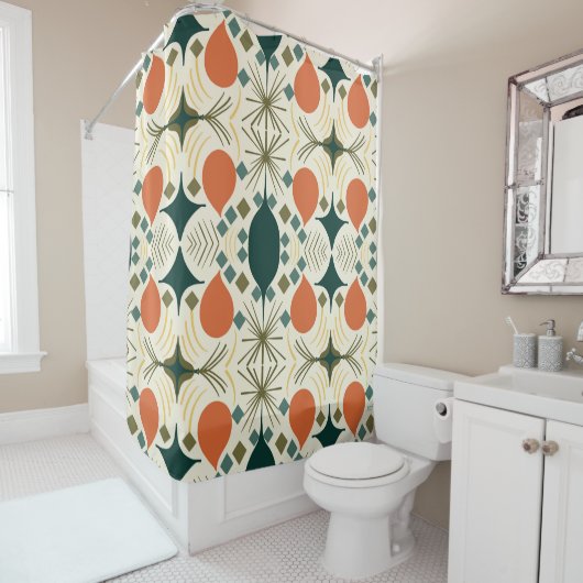 Boho Geometric Colorful Diamond Pattern Duschvorhang (Beispiel)