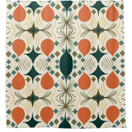 Boho Geometric Colorful Diamond Pattern Duschvorhang (Vorderseite)