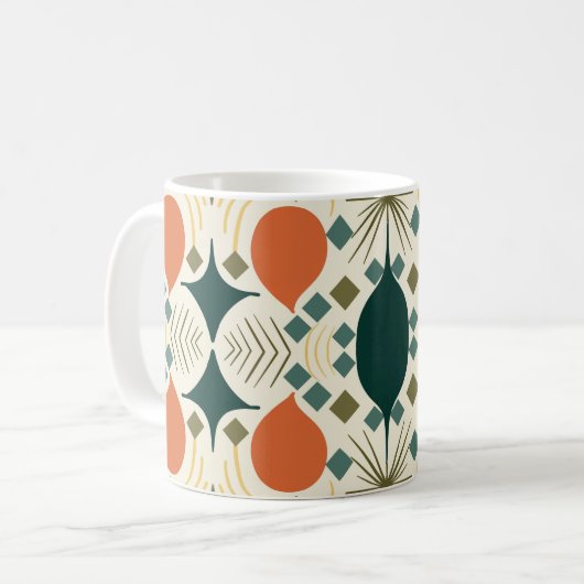 Boho Geometric Colorful Diamond Pattern Kaffeetasse (Vorderseite Links)