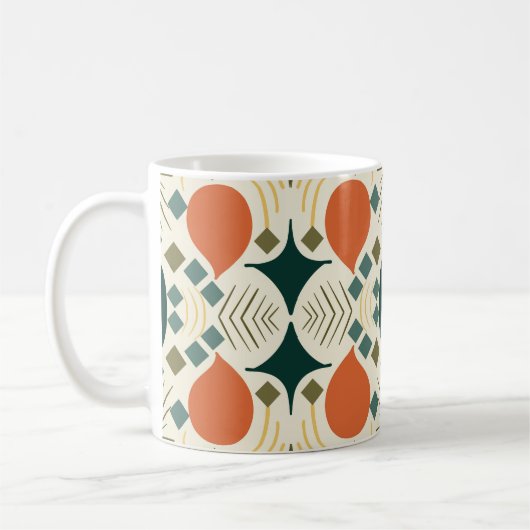 Boho Geometric Colorful Diamond Pattern Kaffeetasse (Links)