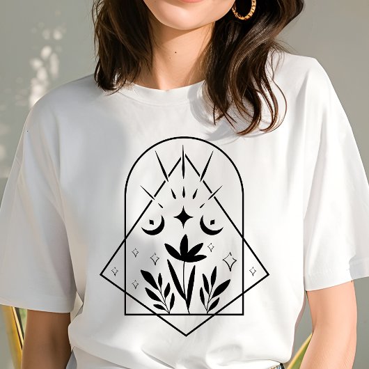 Boho Geometric Crescent Moon Botanical Tri-Blend Shirt