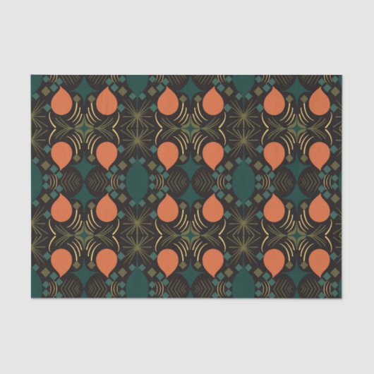 Boho Geometric Diamond Black Pattern Seidenpapier (Vorderseite)
