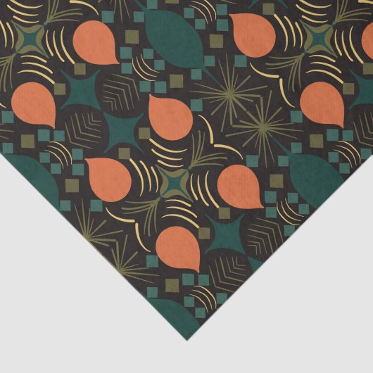 Boho Geometric Diamond Black Pattern Seidenpapier (Ausschnitt)