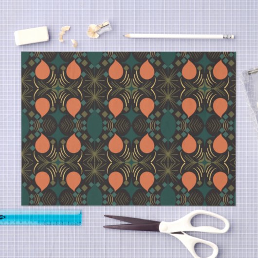 Boho Geometric Diamond Black Pattern Seidenpapier (Handwerk)