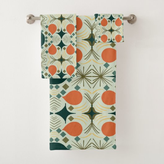 Boho Geometric Diamond Mintmuster Badhandtuch Set (Insitu)