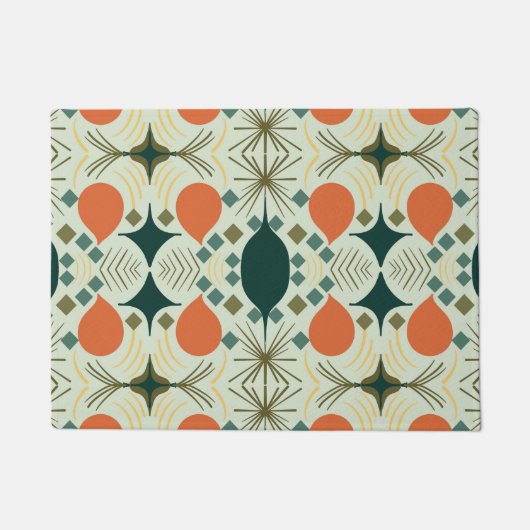Boho Geometric Diamond Mintmuster Fußmatte (Vorderseite)