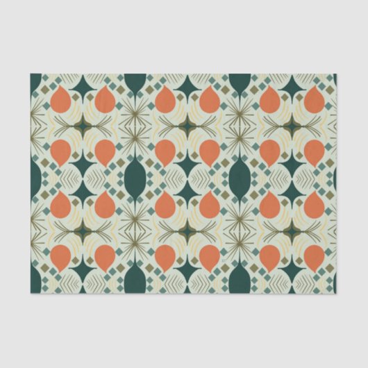 Boho Geometric Diamond Mintmuster Seidenpapier (Vorderseite)
