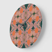 Boho Geometric Diamond Pink  Große Wanduhr (Winkel)