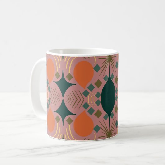 Boho Geometric Diamond Pink Kaffeetasse (Vorderseite Links)