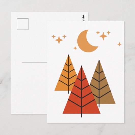 Boho Geometric Forest – Minimalist Pine Trees Postkarte (Vorne/Hinten)