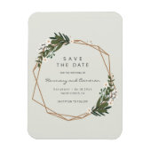 Boho Geometric Gold Frame Greenery Save the Date Magnet (Vertikal)