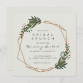 Boho Geometric Gold Greenery Modern Bridal Brunch Einladung (Vorne/Hinten)