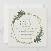 Boho Geometric Gold Greenery Modern Bridal Brunch Einladung (Vorderseite)