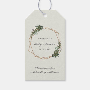 Boho Geometric Greenery Gender Neutral Baby Dusche Geschenkanhänger