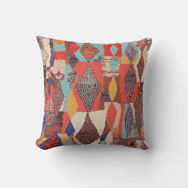 Boho Geometric Kilim Print Cushion Textur Muster Kissen (Vorderseite)