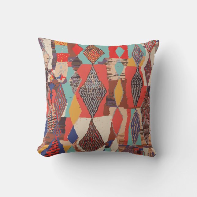 Boho Geometric Kilim Print Cushion Textur Muster Kissen (Vorderseite)