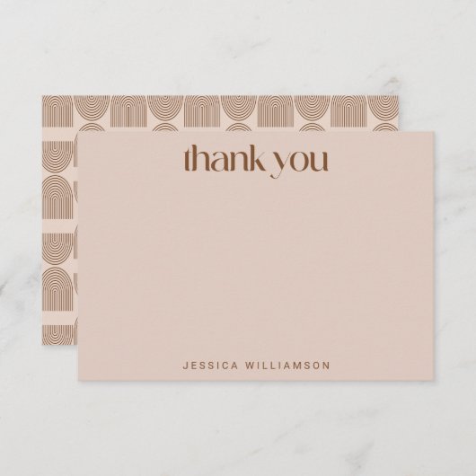 Boho Geometric Lines Terracotta Custom Dusche Dankeskarte (Vorne/Hinten)