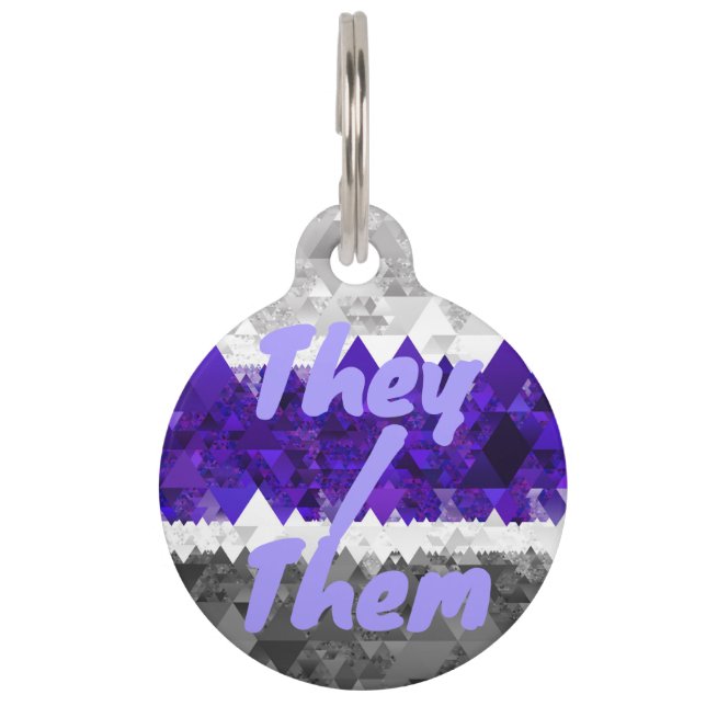 Boho Geometric Mod Retro Greygender Prix Flag Haustiermarke (Vorderseite)